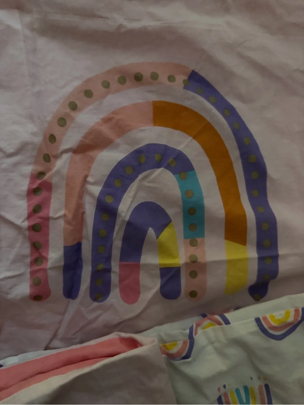 Source Unknown Rainbow Print Duvet Cover Set in Pink, Yellow, Blue